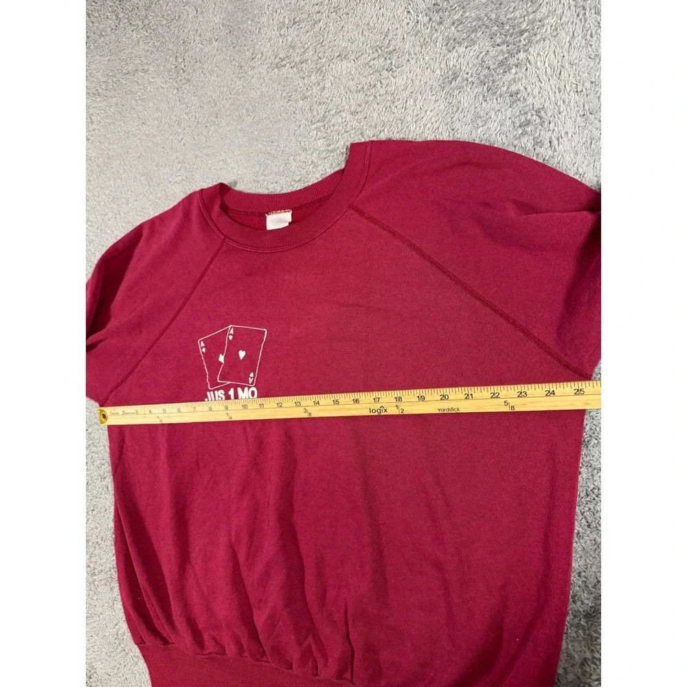 Unbranded Unisex Raglan Sweatshirt XL Maroon Playing Card Graphic Vintage Style